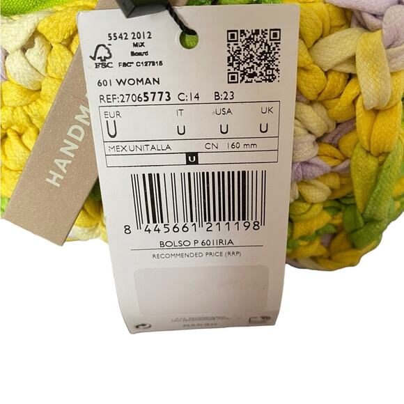 Mango Mini Braided Handmade Green Yellow Handbag Purse NWTs - Picture 7 of 7